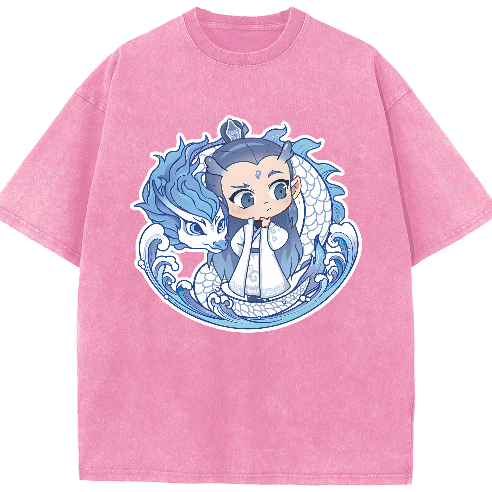 （画像用） Ne Zha 2 ナタ 魔童の大暴れ 綿100% ヴィンテージ風 半袖Tシャツ（フロントプリント）